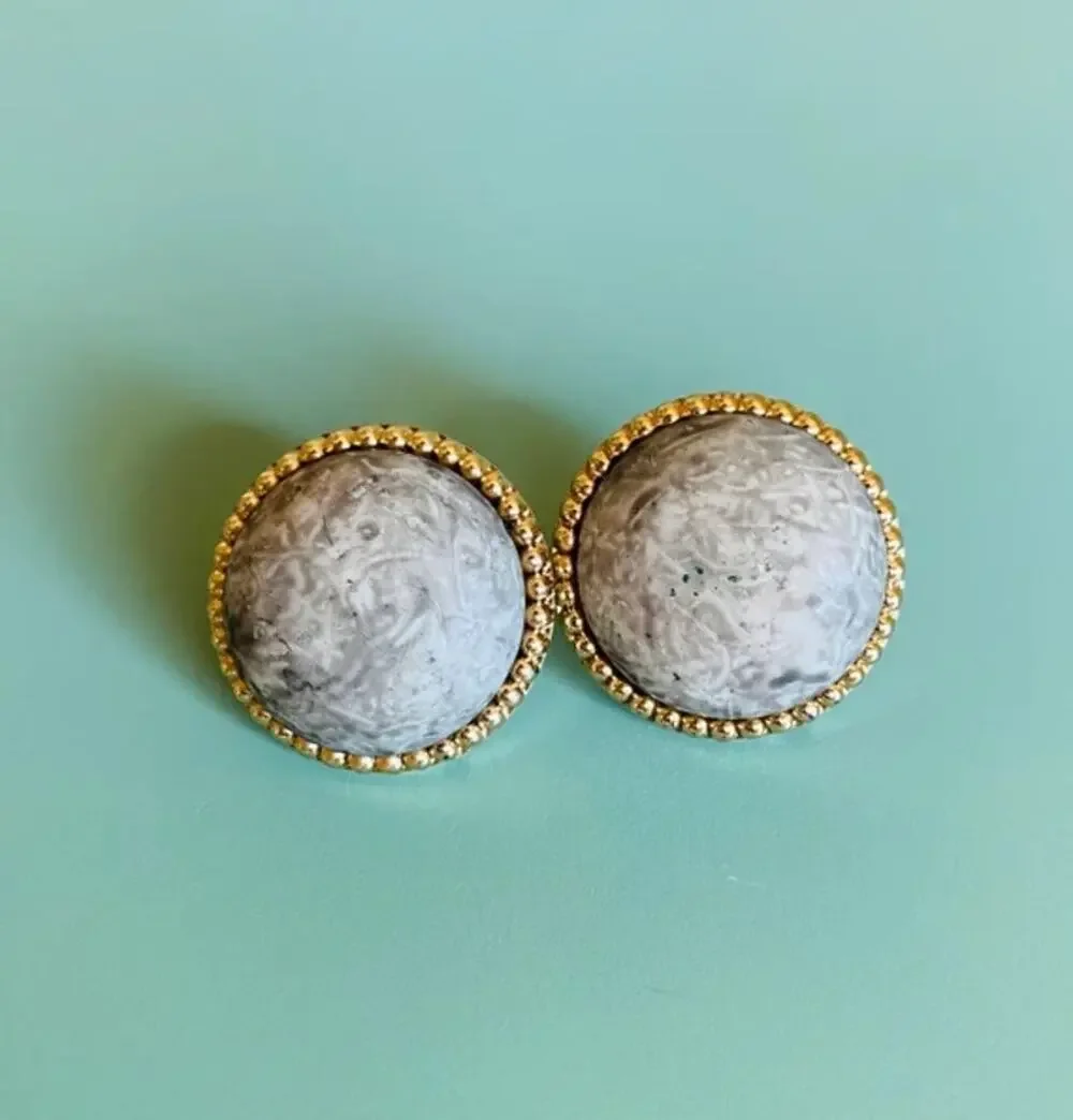 BOGO FREE Marbled gray white statement earrings 90s fashion runway vintage ￼
